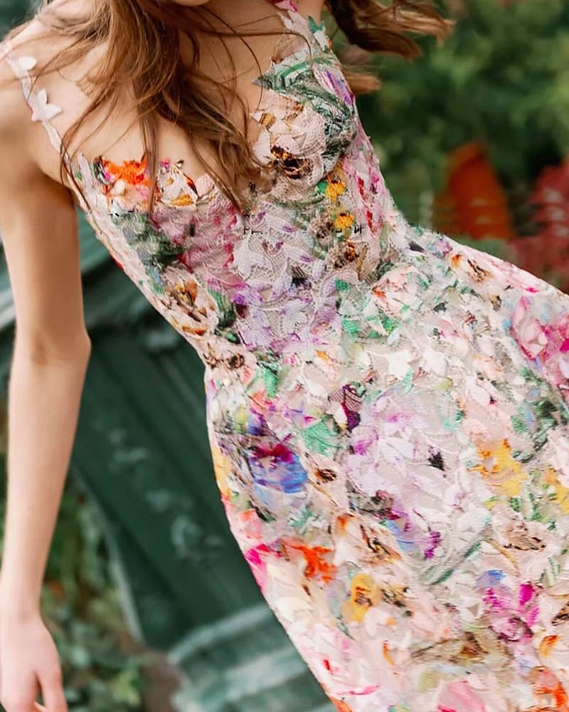 Abiti da cocktail A-Line Abito elegante Cerimonia Abbigliamento per feste Lunghezza tè Maniche corte Collo scallop con ricamo Abiti Abito da corsa del 2025 a $111.99 –P2