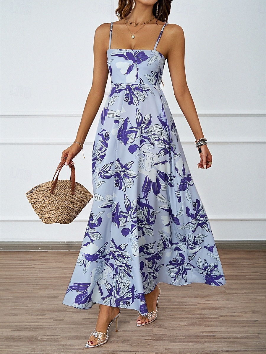 Per donna Vestito maxi Abito casual Abiti Boho Chic Boemia stile sveglio Moda Da mare Giornaliero Spiaggia Morbido Floreale Fantasia geometrica Senza maniche Con bretelline Blu Fucsia Estate del 2025 a $31.99 –P12
