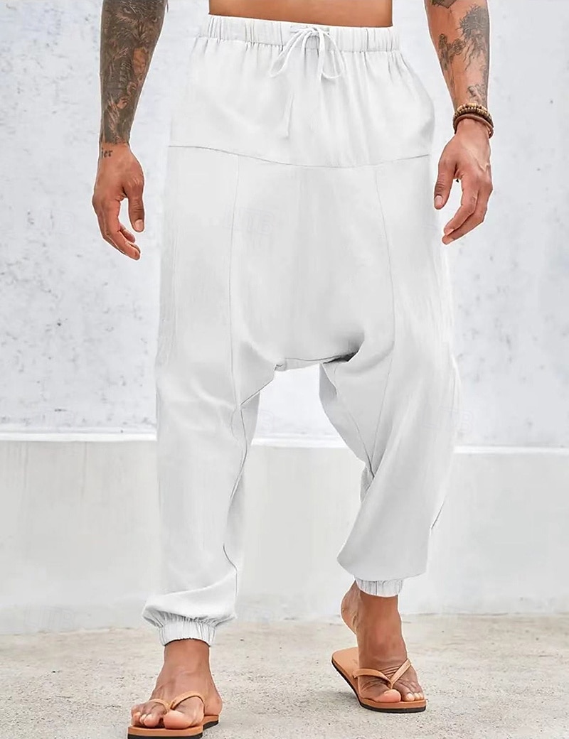 Per uomo Pantaloni di lino Pantaloni Pantaloni estivi Pantaloni larghi Pantaloni stile harem A cordoncino Vita elastica Liscio Comfort Traspirante Lunghezza intera Yoga Giornaliero Per eventi Di del 2025 a $25.99 –P5