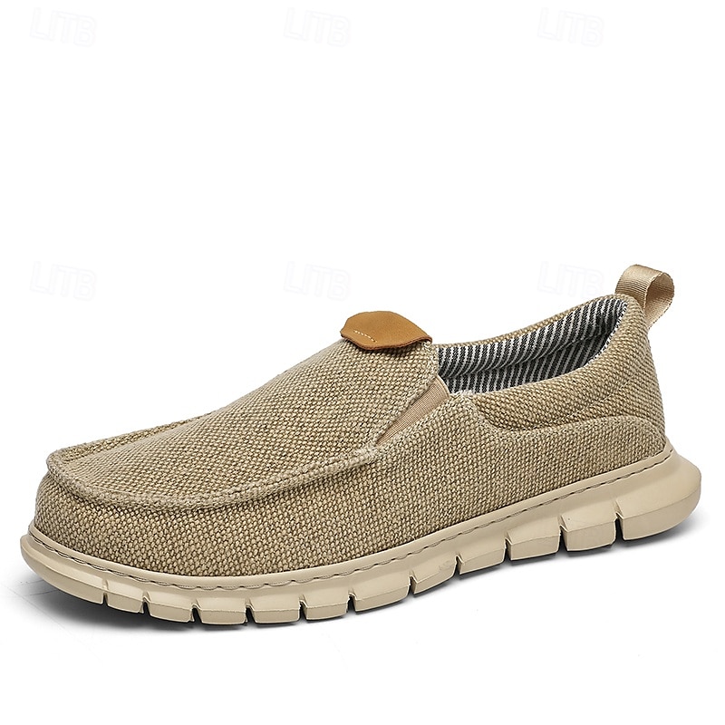 scarpe casual slip-on da uomo – comode scarpe da ginnastica in tela beige con suola flessibile per l'uso quotidiano del 2025 a $42.99 –P6
