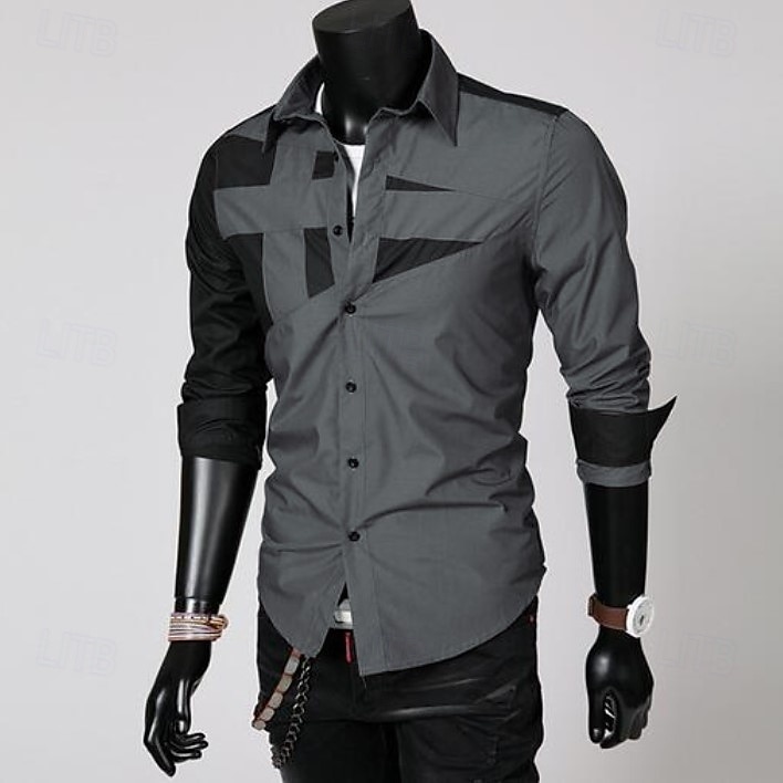 Per uomo Camicie Camicia con colletto Camicia con bottoni Color Block Matrimonio Giornaliero Nero Bianco Rosso Grigio Manica lunga Colletto classico Per tutte le stagioni Abbigliamento del 2025 a $21.99 –P5