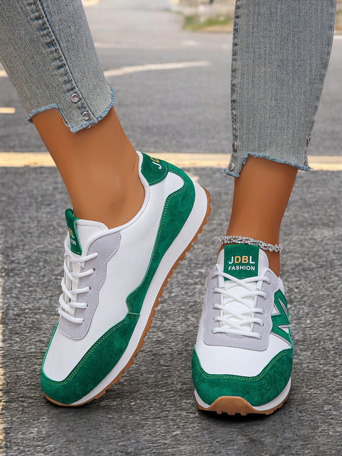 Women's Royal Blue Retro Lace-Up Sneakers with Faux Suede Accents – Lightweight Casual Shoes for Everyday Wear and Outdoor Activities 2025 - $26.99 –P5