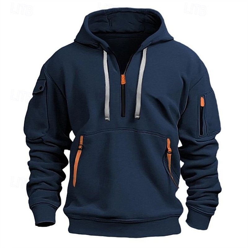 Voor heren Trui met capuchon Hoodie met kwartrits Zwart Marineblauw Khaki Lichtgrijs Capuchon Effen Zak Sport & Outdoor Dagelijks Feestdagen Streetwear Basic Casual Lente & Herfst Kleding Hoodies 2025 - $27.99 –P7