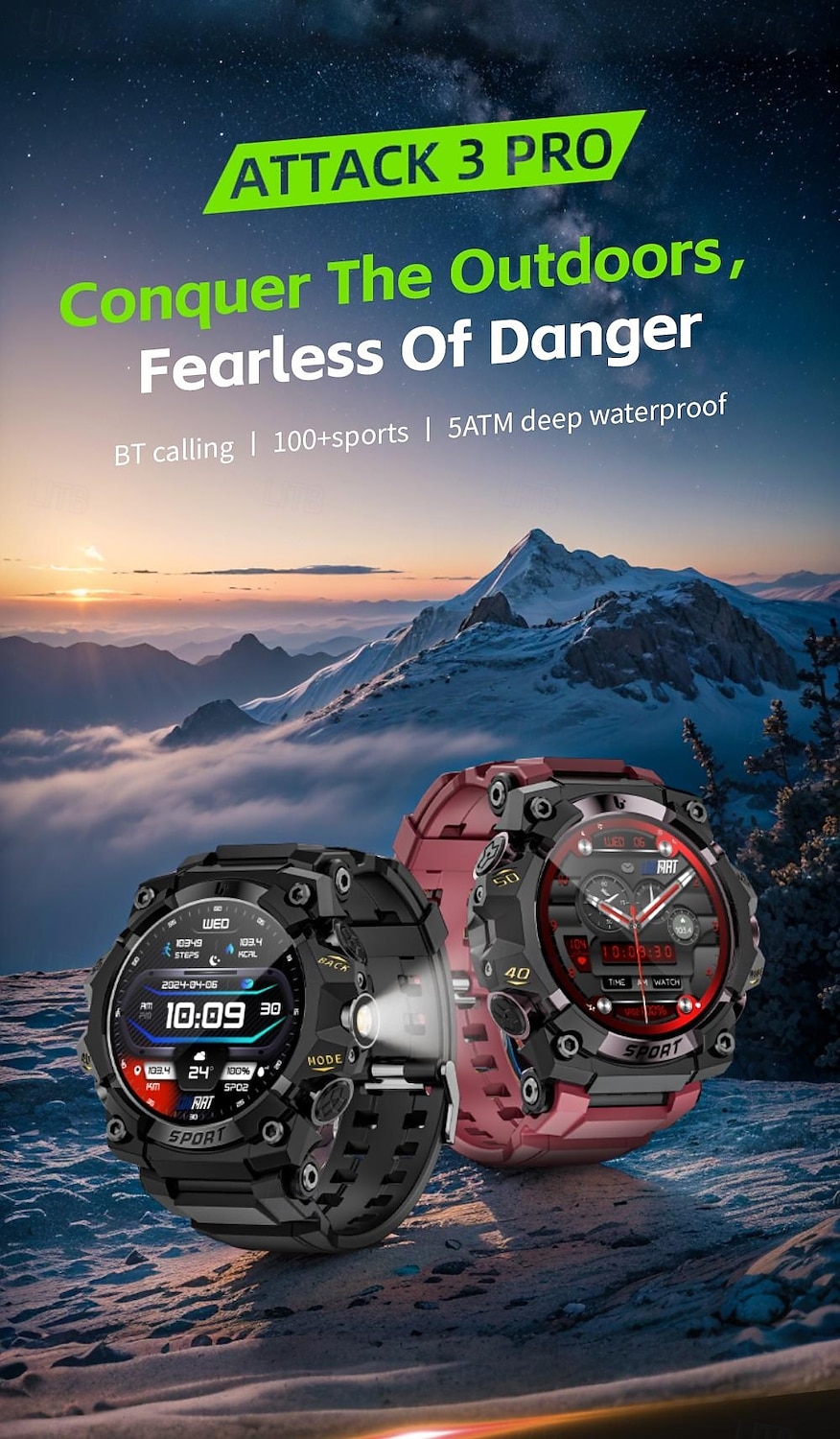 LOKMAT ATTACK 3 PRO Slimme horloge 1.39 inch(es) Smart horloge Bluetooth Stappenteller Gespreksherinnering Slaaptracker Compatibel met: Android iOS Dames Heren Lange stand-by Handsfree bellen 2025 - $46.99 –P1