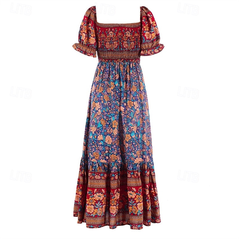 Női Hosszú ruha Maxi ruha hétköznapi ruha A vonalú ruha nyári ruha Boho ruha Elegáns Stílusos Etno Vakáció Napi Randi Normál Virágos Rövid ujjú Aszimmetrikus Világoszöld Rubin Medence Lóhere Nyár 2025 - $26.99 –P13