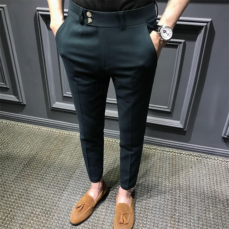 Homens Graduação Social Calças chinês Botões Bolsos Tecido Conforto Formal Festa Trabalho Moda Estilo Clássico Preto Branco Micro-Elástica de 2025 por $23.99 –P7