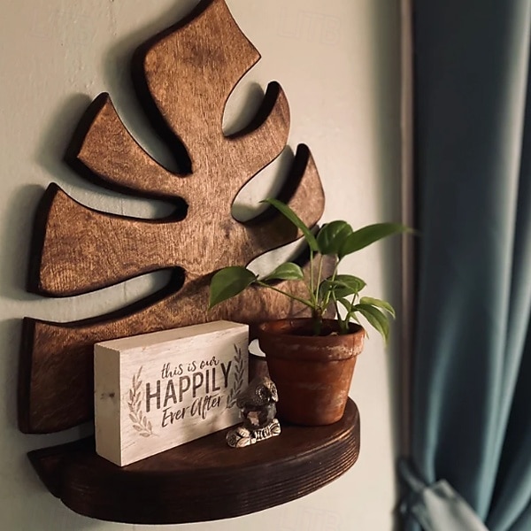 vegghylle, monstera-hylle, plantestativ, veggoppheng, veggkunst, plantedekor, hengende hylle, flytende hylle, veggdekor, valentinsgave 2025 - $23.99 –P3