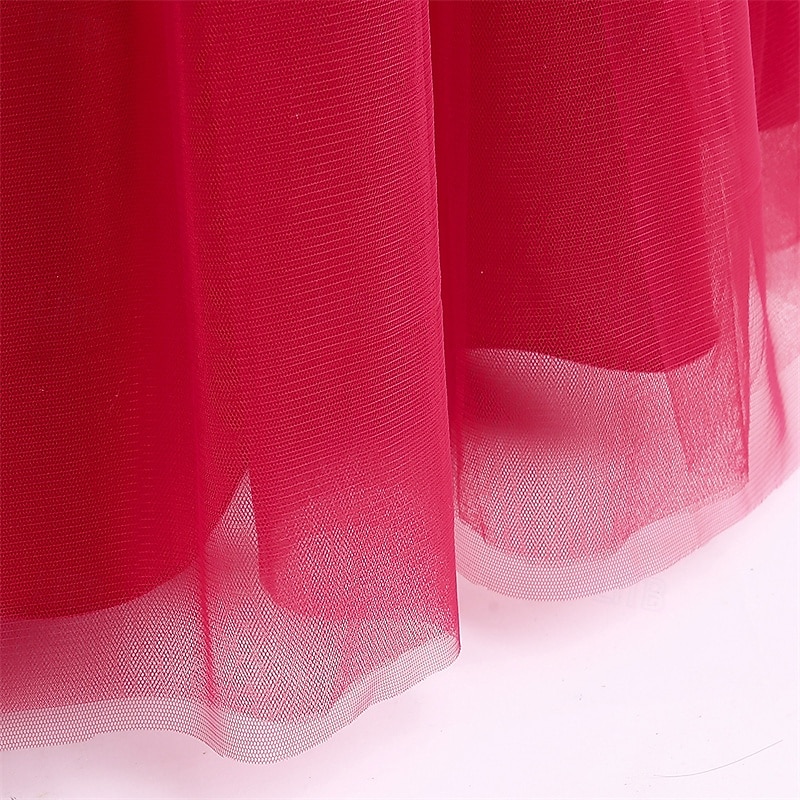 Flower Girl Dress Kid's Girls' Princess Dress Performance Wedding Party Elegant Beautiful Mesh Solid Color Sleeveless V Neck White Pink 4 years+ 2026 - $35.99 –P10