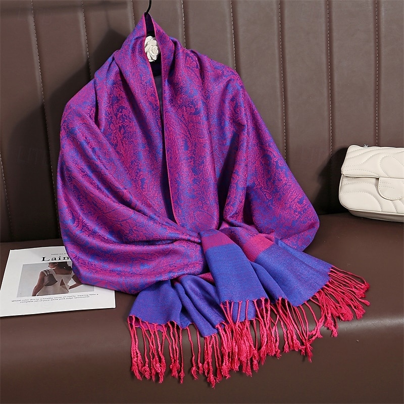 Écharpe châle pashmina en cachemire soyeux Vimate - Écharpe pashmina jacquard double face douce pour femme pour robe de soirée châle de voyage de 2025 ? $26.99 –P46