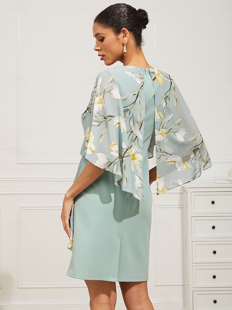Pentru femei Rochii Lungime Genunchi Rochie pentru invitata de nunta Rochii din Șifon Elegant Oficial Invitat la nunta Potrivire Formă Floral Manșon Jumate Stil Nautic Verde Deschis Vară Primăvar 2025 - $14.39 –P3