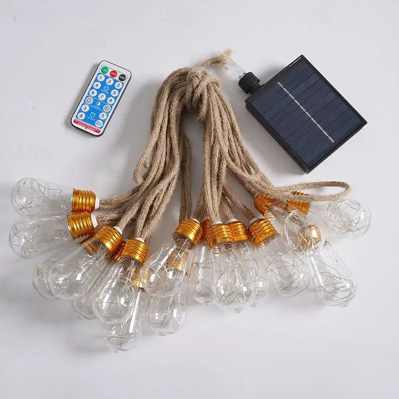 luci solari da campeggio all'aperto con telecomando – luci fatate impermeabili da 7 m e 16 LED per decorazioni da terrazza, vacanze, matrimoni, feste, giardini e balconi del 2025 a $90.99 –P6