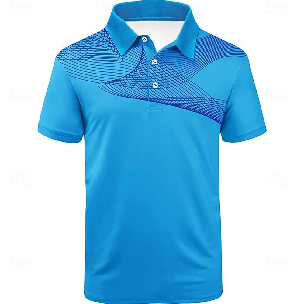 Voor heren Gestreept Sport Poloshirts Golfshirt Korte mouw Poloshirt Overhemden met kraag Casual Sportkleding Vakantiekleding Knop 3D-afdrukken Zwart En Rood Zwart / Wit Zwart 2026 - $23.99 –P12