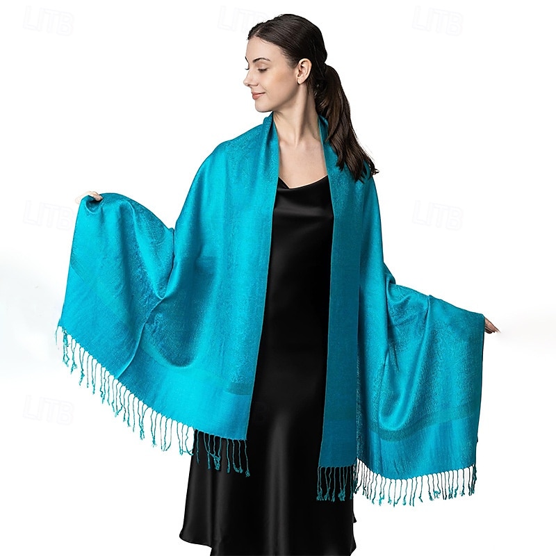 Écharpe châle pashmina en cachemire soyeux Vimate - Écharpe pashmina jacquard double face douce pour femme pour robe de soirée châle de voyage de 2025 ? $26.99 –P10