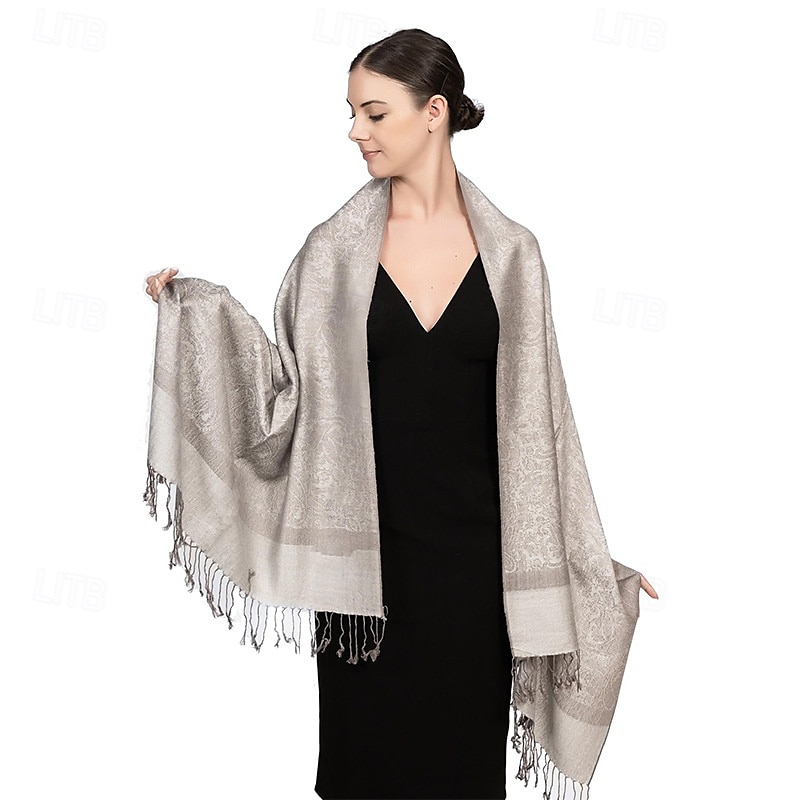 Écharpe châle pashmina en cachemire soyeux Vimate - Écharpe pashmina jacquard double face douce pour femme pour robe de soirée châle de voyage de 2025 ? $26.99 –P36