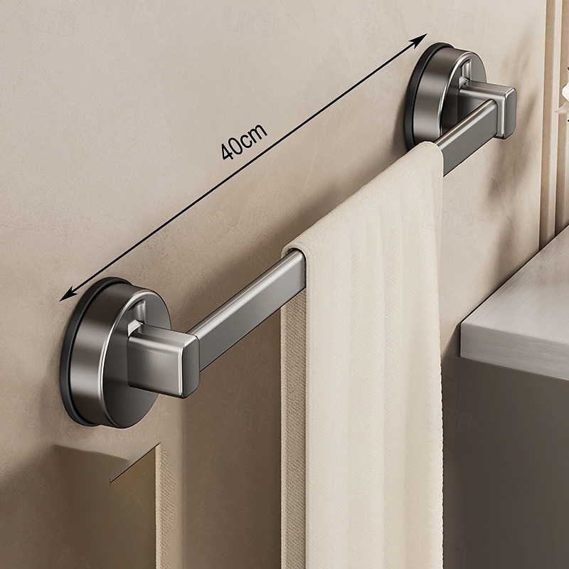 handdoekrek van koolstofstaal, zuignap voor wandmontage, badkameropbergplank zonder boren met enkele stang voor handdoeken en badaccessoires 2025 - $15.99 –P8