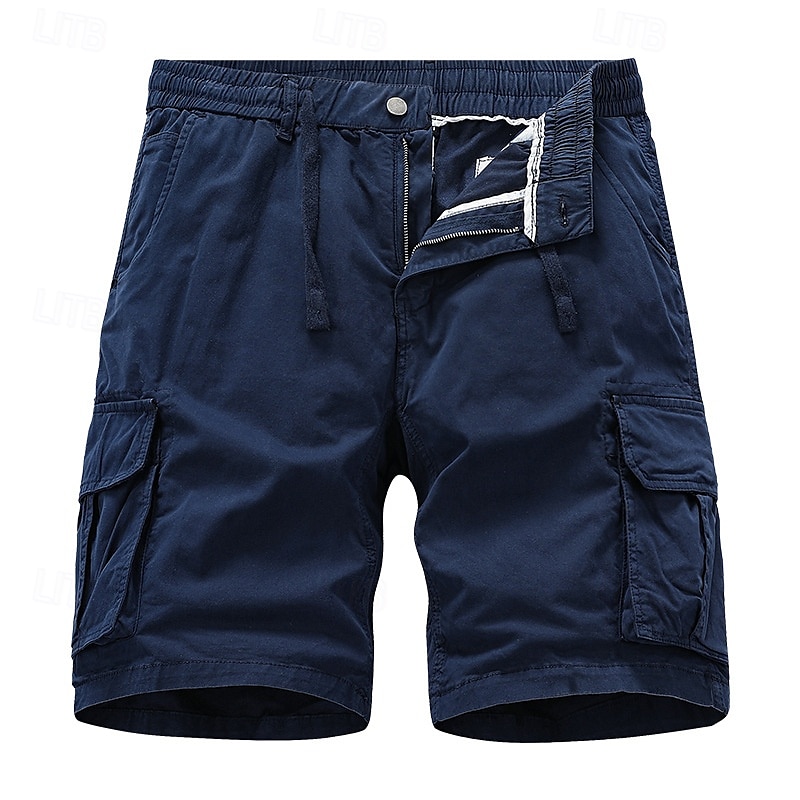 Men's Cargo Shorts Shorts Summer Shorts Drawstring Elastic Waist Multi Pocket Plain Comfort Wearable Knee Length Outdoor Sport Daily Fashion Casual Black Yellow 2025 - $28.99 –P11
