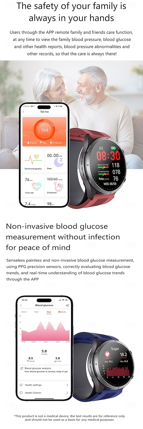 2025年 エアバッグタイプスマートウォッチ血圧ECG温度モニターペドメーターAndroid iOS防水  コレクション – $148.99 –P10