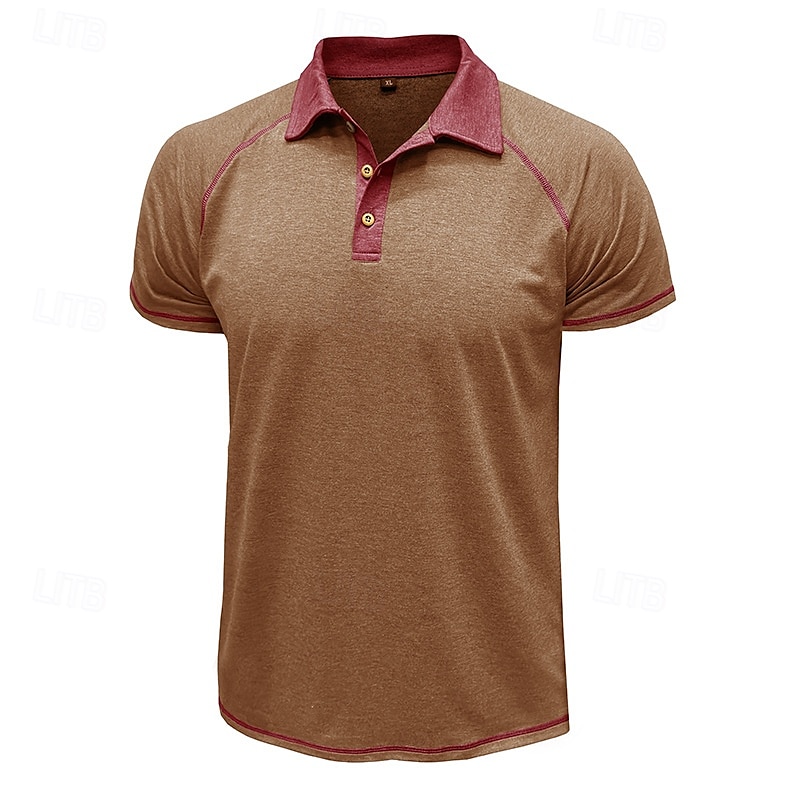 Men's Polo Business Polo Business Casual Lapel Classic Short Sleeve Color Block Embroidered Buttons Summer Spring &  Fall Lake blue Retro Red Dark Gray Black Navy Blue Khaki Polo 2025 - $20.99 –P9