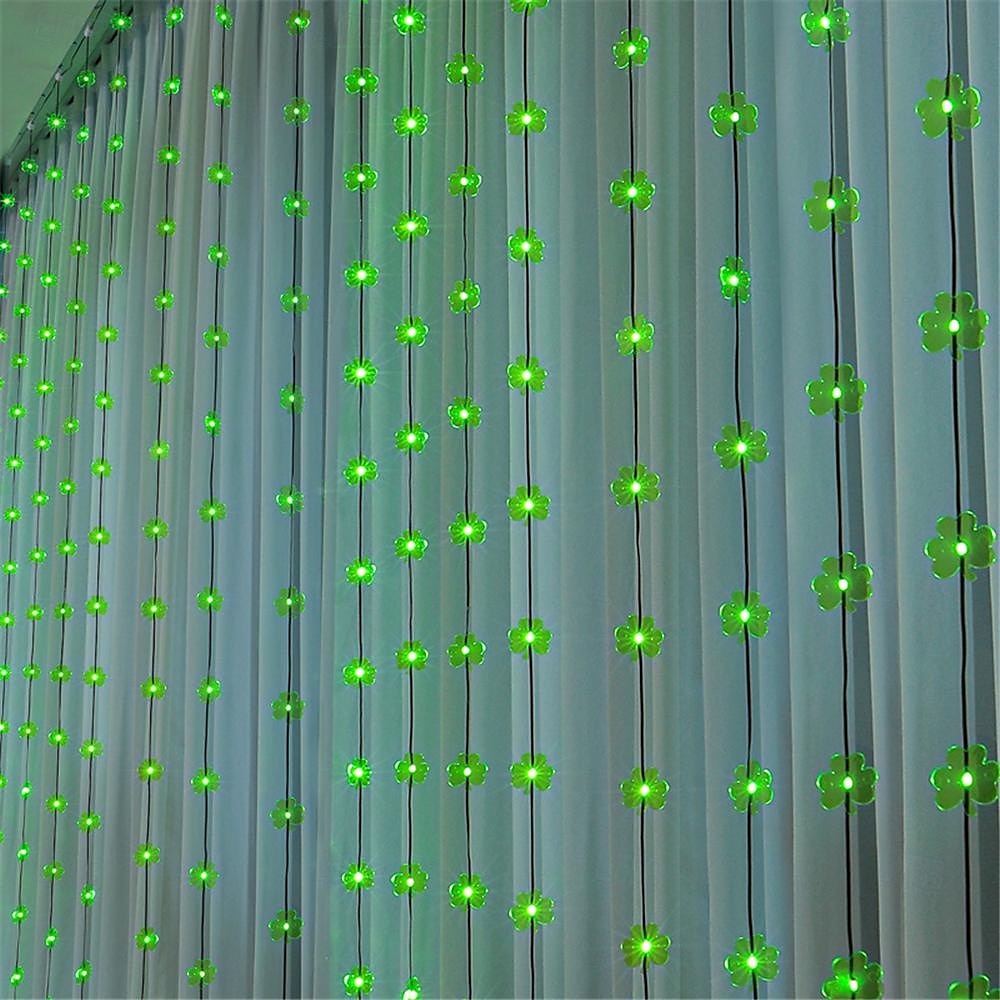 Rideau lumineux à LED en forme de trèfle pour la Saint-Patrick - Guirlande lumineuse en fil de cuir 100 LED/300 LED avec télécommande, éclairage décoratif USB pour fêtes de festival, salon et de 2025 ? $38.99 –P5