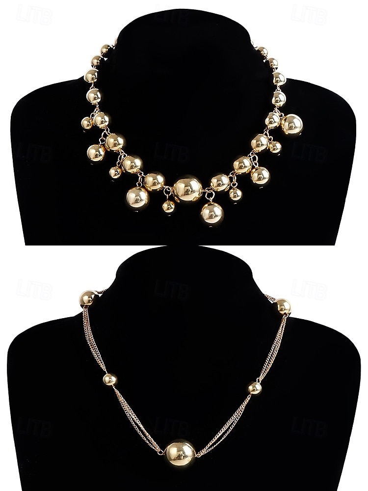 guld statement halsband och örhängen set – djärva bubbeldesignsmycken för kvinnor, perfekta för fester, bröllop och speciella tillfällen 2025 - $9.99 –P4