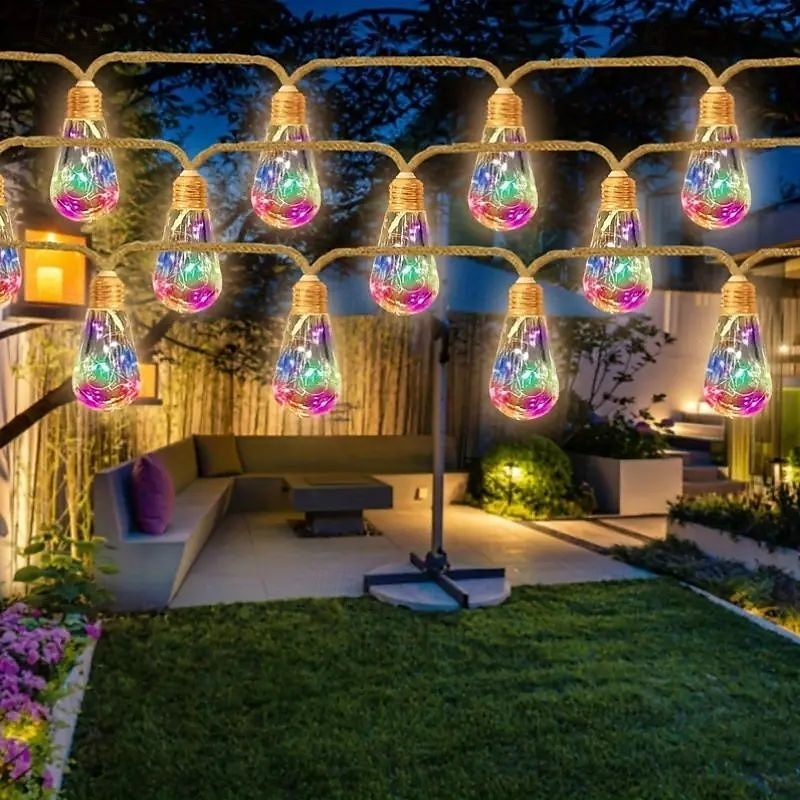 luci solari da campeggio all'aperto con telecomando – luci fatate impermeabili da 7 m e 16 LED per decorazioni da terrazza, vacanze, matrimoni, feste, giardini e balconi del 2025 a $90.99 –P4
