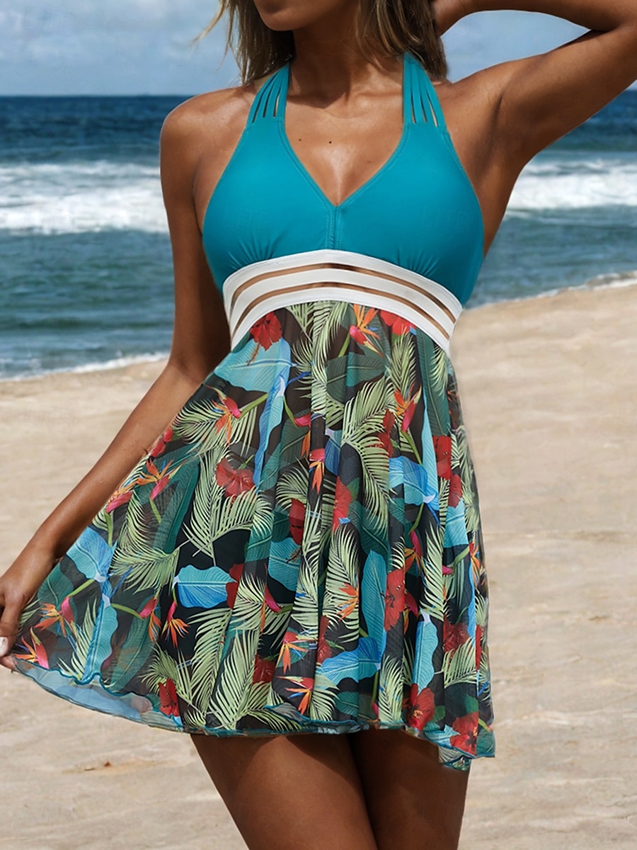 Femme Grande Taille Maillots de Bain Tankini 2 pièces Robe de Bain Maillot de bain 2 Pièces Maillots de bain modestes Dos ouvert Imprimé pour les grosses poitrines Vacances Le style mignon Floral de 2025 ? $29.99 –P1