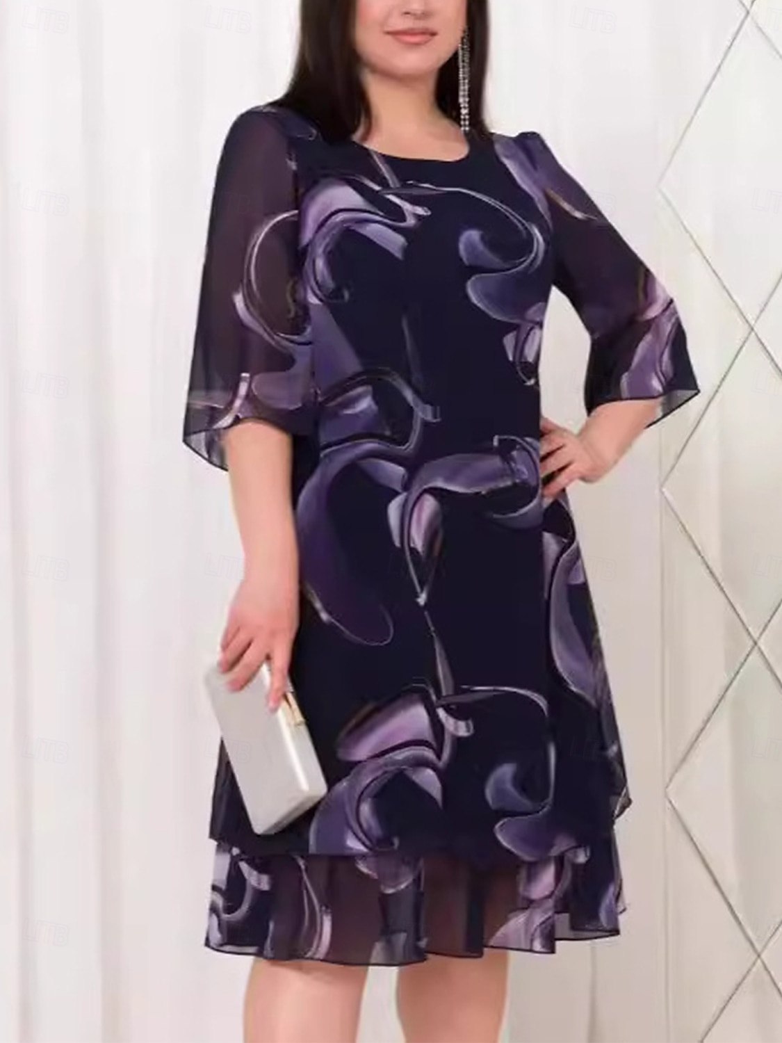 Damskie Długa sukienka sukienka maxi Codzienne sukienki Sukienka A line Elegancki Codzienny Urlop Codzienny Regularny Kwiaty Rękaw 1/2 Półgolf Fioletowy Lato Wiosna Jesień 2025 - $27.99 –P1