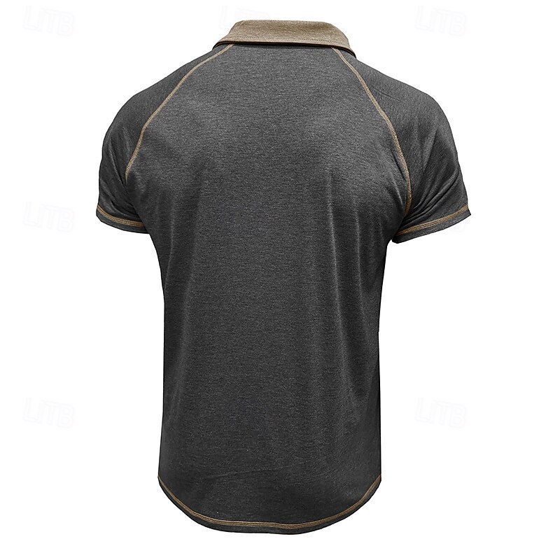 Men's Polo Business Polo Business Casual Lapel Classic Short Sleeve Color Block Embroidered Buttons Summer Spring &  Fall Lake blue Retro Red Dark Gray Black Navy Blue Khaki Polo 2025 - $20.99 –P5