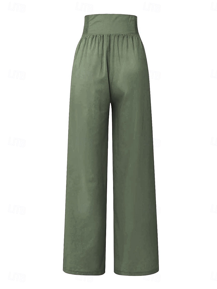 Mujer Pantalones cortos de lino y algodón Pantalones inspirados en el lino Pantalones de lino y algodón Moda Ropa de calle Longitud total Alta cintura Plano Bolsillo Cintura elástica Confortable 2025 - $21.99 –P3