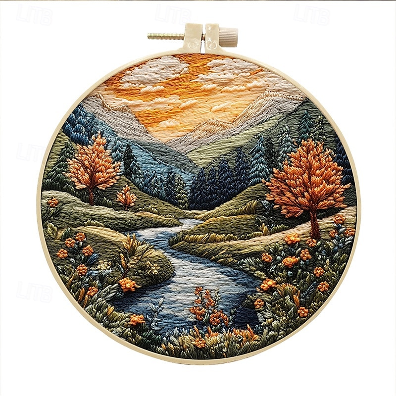 Embroidery Kit for Beginners,Cross Stitch Needlepoint Kits for Adults Starter Easy Snowy Mountain Pattern Fabric Hand Crafts,Hoops,Needle,Women DIY Hanging Plants,Sewing Hobby 2025 - $6.49 –P7