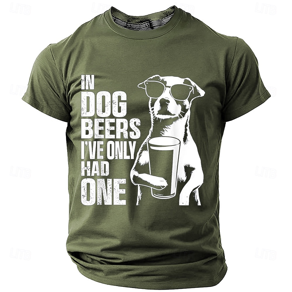 2025年 メンズTシャツ 面白い "犬のビールでは一杯しか飲んでない" ダジャレグラフィック、飲酒ユーモア、犬好きショートスリーブトップ  コレクション – $17.99 –P1