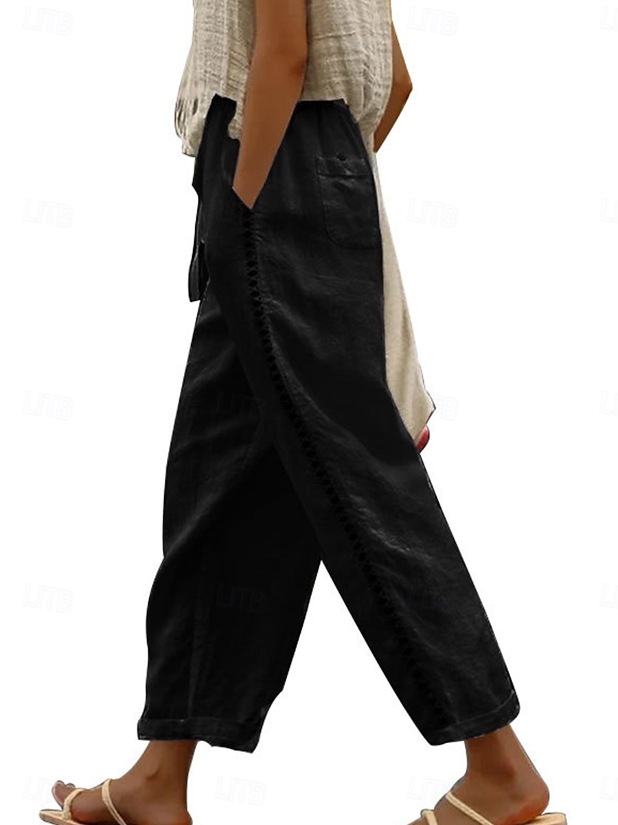 Dame Joggebukser kinesisk Mote Gatemote Ankel-lengde Høy Midje عادي Blonde Lomme Elastisk midje comfy Myk Bekvem Mikroelastisk utendørs Gate Svart Hvit Kakifarget Grå Sommer Normal 2025 - $24.99 –P4