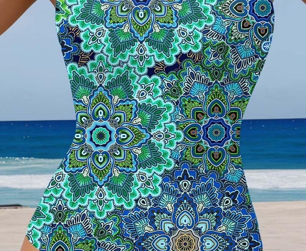 Costum de baie femei dintr-o bucată cu efect de subțiere monokini boho fără spate control al burții talie înaltă îngust ținute de vacanță pentru plajă ombre gât U fără mânecă 2026 - $32.99 –P3