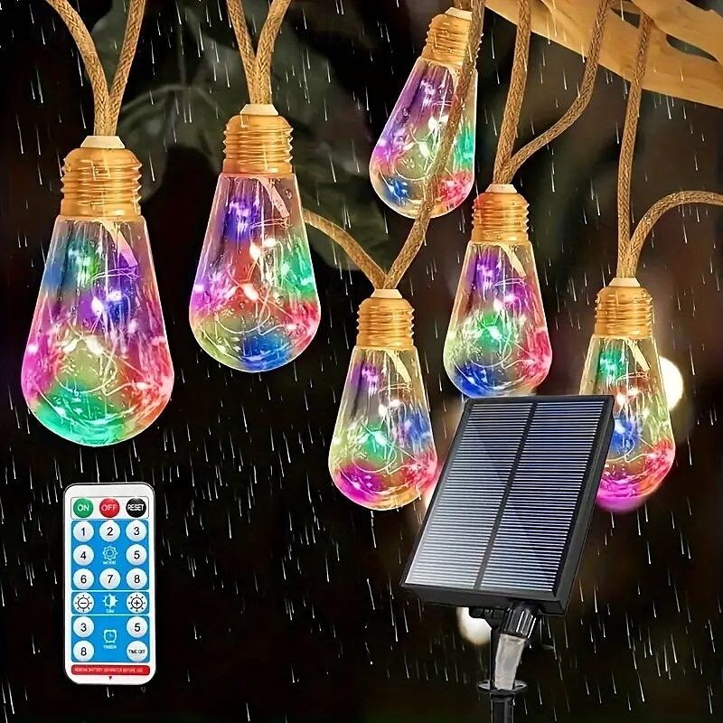 luci solari da campeggio all'aperto con telecomando – luci fatate impermeabili da 7 m e 16 LED per decorazioni da terrazza, vacanze, matrimoni, feste, giardini e balconi del 2025 a $90.99 –P3