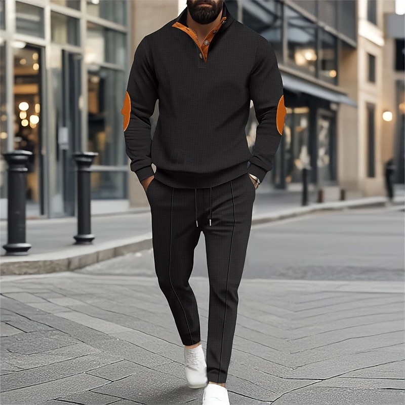 Tuta Uomo Completo- Due Pezzi Autunno/Inverno Tuta Da Corsa Sport Felpa E Pantaloni Streetwear Monocolore Sport Atletici Abbigliamento, Kaki, M