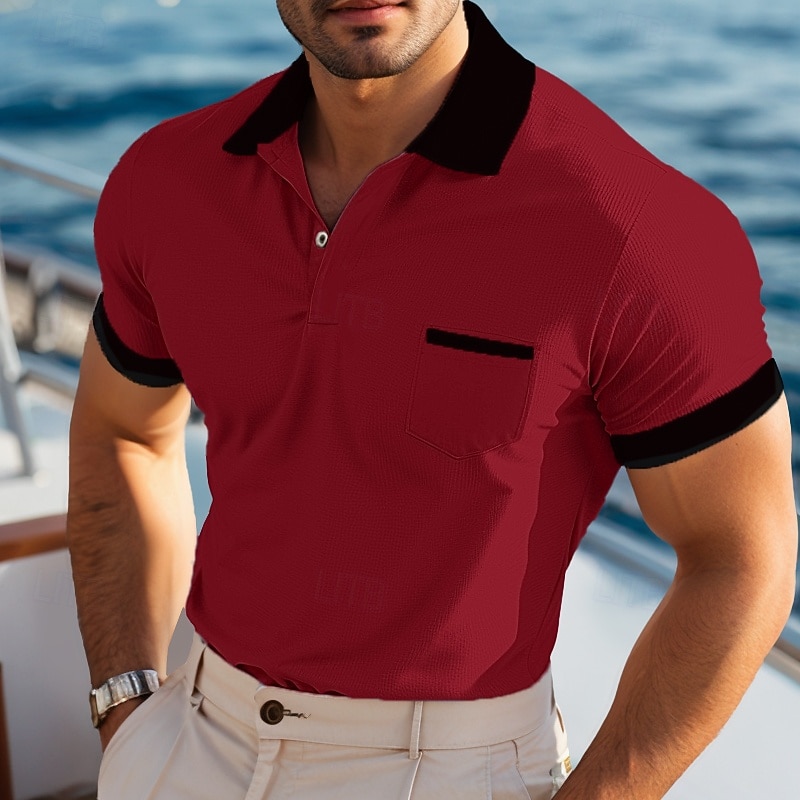 Men's Golf Shirt Pique Polo Shirt Casual Holiday Lapel Short Sleeve Vacation Fashion Plain Classic Summer Spring Regular Fit White Golf Shirt 2026 - $13.49 –P10