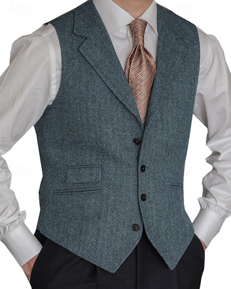 Men's Vest Gilet Vacation Business Daily Date Fashion Casual Spring & Fall Buttons Pocket Polyester Comfortable Plain Single Breasted One-button Lapel Regular Fit Black Red Burgundy Navy Blue Vest 2025 - $41.99 –P6