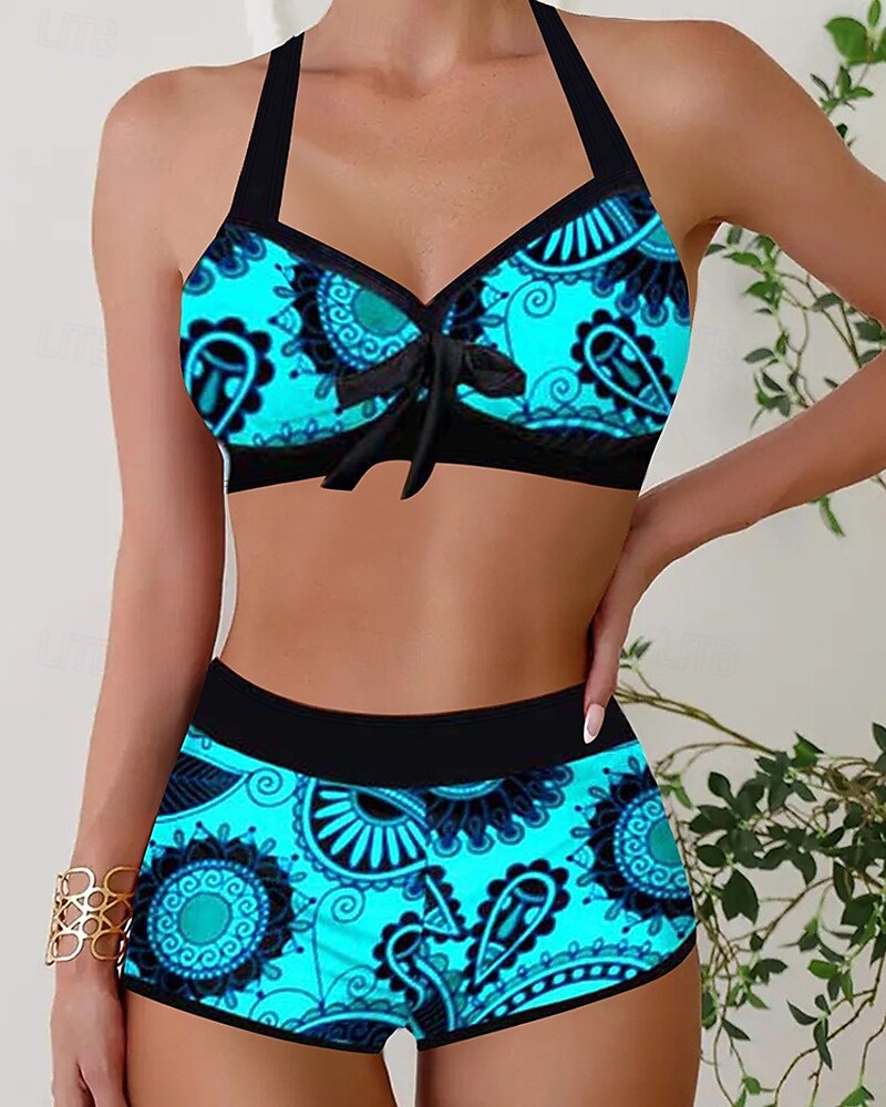 Femme Tankini Maillot De Bain Deux Pièces Dos Nu Col en V Maillots de Bain Maillots de Bain Bleu Vert Respirable Séchage rapide Poids Léger Sans Manches - Natation Surf Plage Eté Printemps de 2025 ? $16.79 –P4