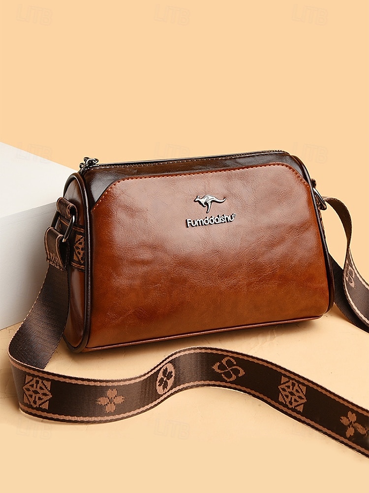 Women's Vintage Faux Leather Crossbody Shoulder Bag – Elegant and Compact Design with Adjustable Strap, Perfect for Daily Use, Travel, and Casual Outings Black White Brown 2025 - $24.99 –P3