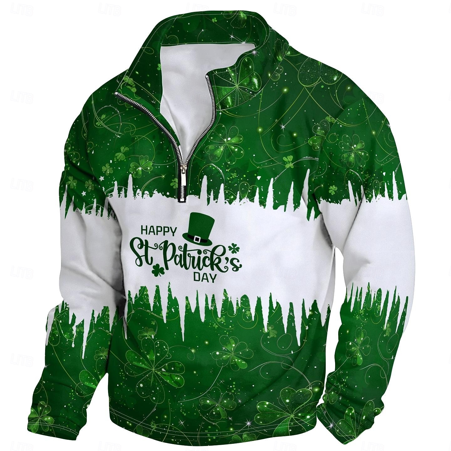St. Patrick's Day Men's Graphic Saint Patrick Day Hoodies Quarter Zip Sweatshirt Hooded Sweatshirt Stand Collar Daily 3D Print Vacation Going out Streetwear Green Print Spring & Fall Designer 2026 - $32.99 –P2