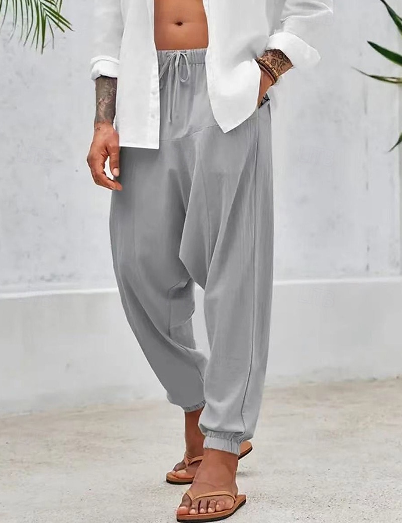 Per uomo Pantaloni di lino Pantaloni Pantaloni estivi Pantaloni larghi Pantaloni stile harem A cordoncino Vita elastica Liscio Comfort Traspirante Lunghezza intera Yoga Giornaliero Per eventi Di del 2025 a $25.99 –P7