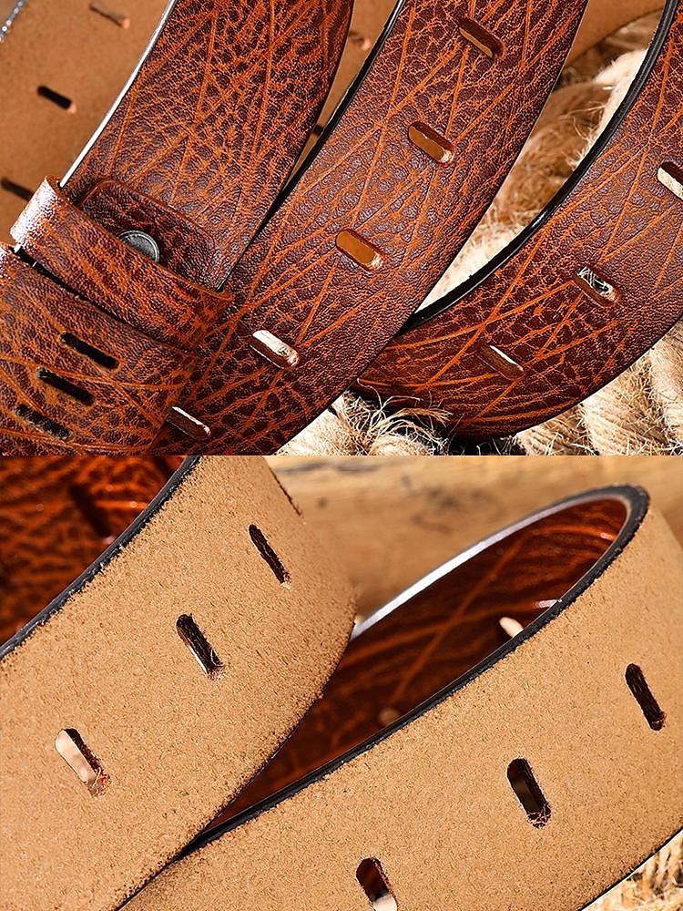 Herrengürtel aus echtem Leder mit robuster Metallschnalle – klassischer Vintage-Stil für Freizeit und formelle Kleidung 2025 - $19.99 –P6
