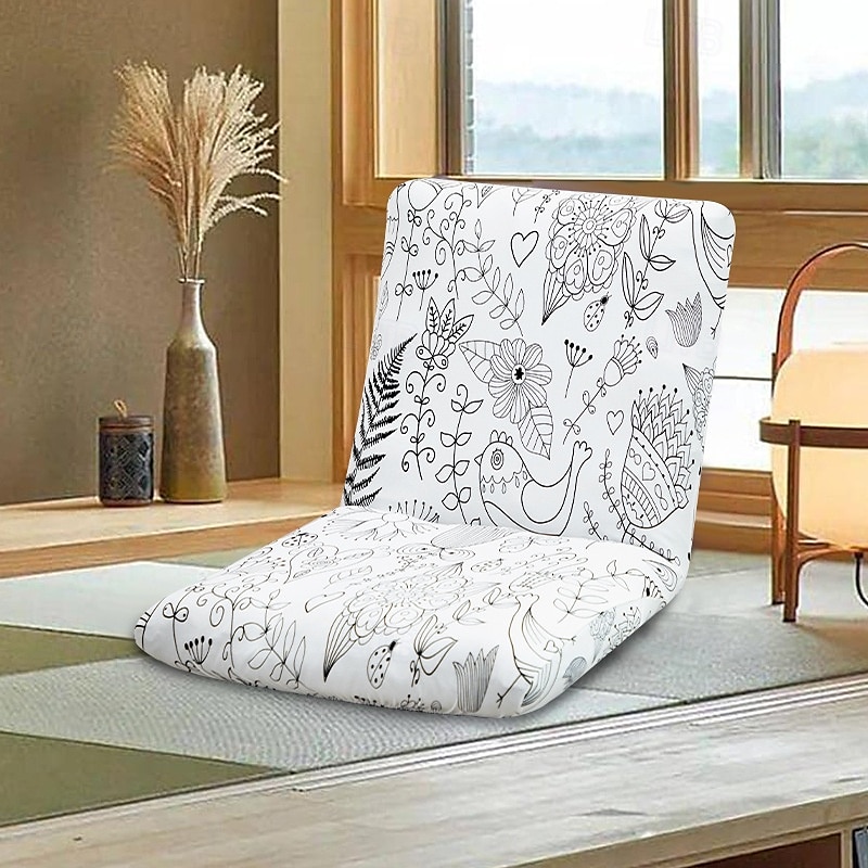 stretch foldegulv gaming stoltrekk uten stol, trykt justerbar gulv stol slipcover gulv lazy stoltrekk meditasjon lounge stol beskytter trekk 2025 - $9.49 –P16