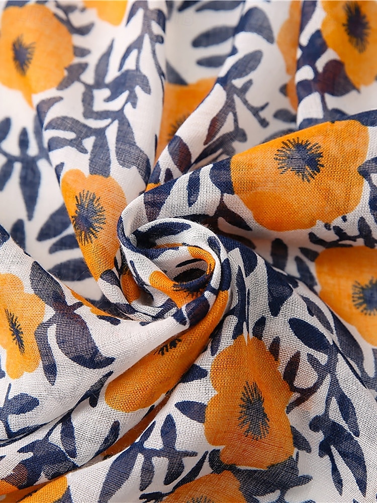 Floral Print Lightweight Scarf with Tassel Details, Boho Chic Style Wrap for Women, Perfect for Spring, Summer, and Casual Outfits 2025 - $11.99 –P5