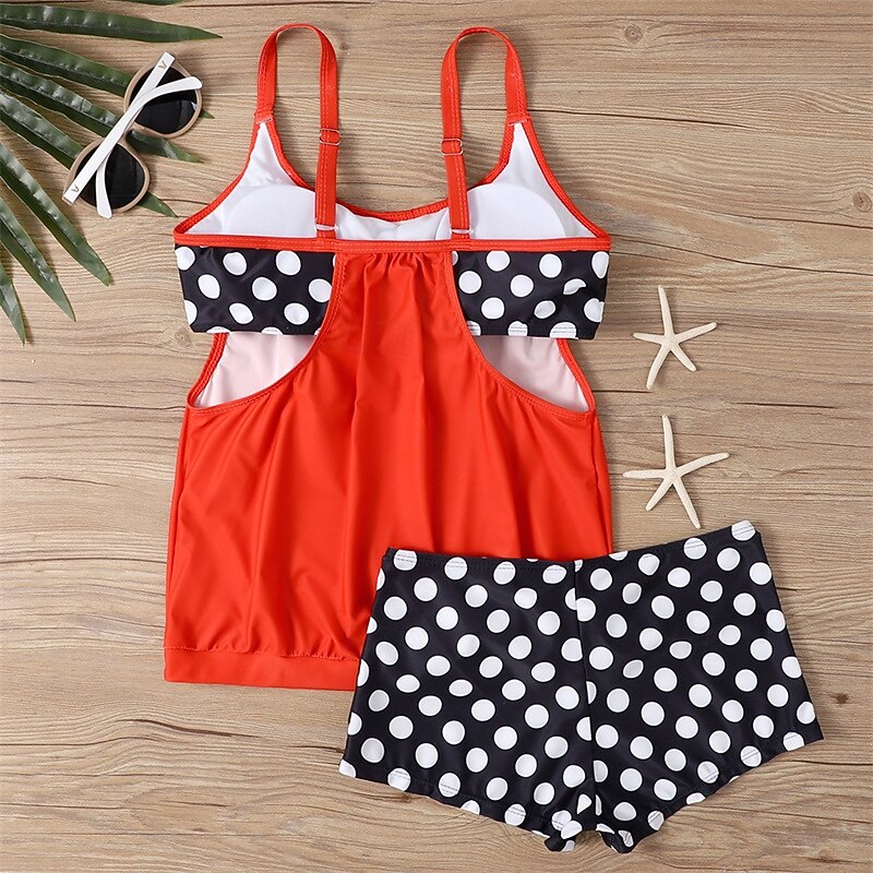 Femme Tankini Maillot De Bain Deux Pièces Bretelles Croisées Maillots de Bain Tache Maillots de Bain Noir Rouge Respirable Séchage rapide Poids Léger Sans Manches - Natation Surf Plage Eté Printemps de 2025 ? $26.99 –P7