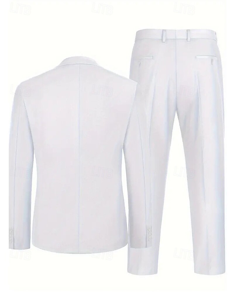 Hombre Graduación Conjunto chaqueta Negocio Fiesta de Cóctel Fiesta de Boda Moda Casual Primavera & Otoño Poliéster Color sólido Botones Bolsillo Cómodo Botonadura Simple Chaqueta de sport Negro 2025 - $114.99 –P12