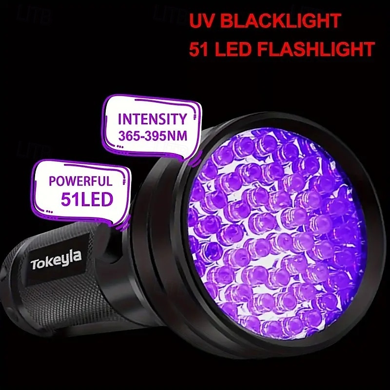 51 LED UV Flashlight - 395nm Black Light for Dog Urine, Pet Stains & Bed Bug Detection (Batteries Not Included) 2025 - $21.99 –P3