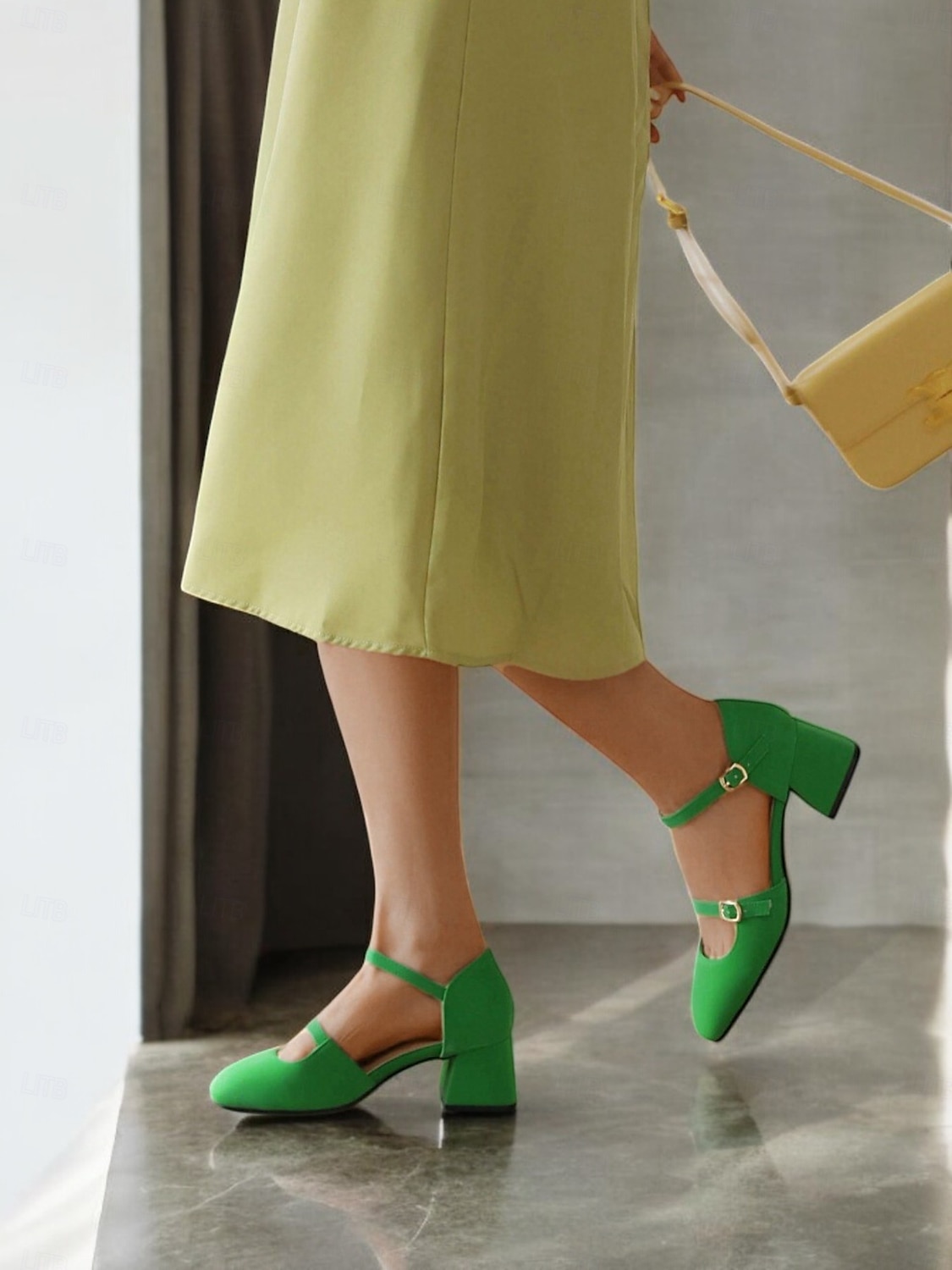 scarpe da donna con tacco a blocco mary jane retrò – pelle verniciata verde brillante con cinturini regolabili, perfette per ufficio, feste e outfit casual del 2025 a $46.99 –P3