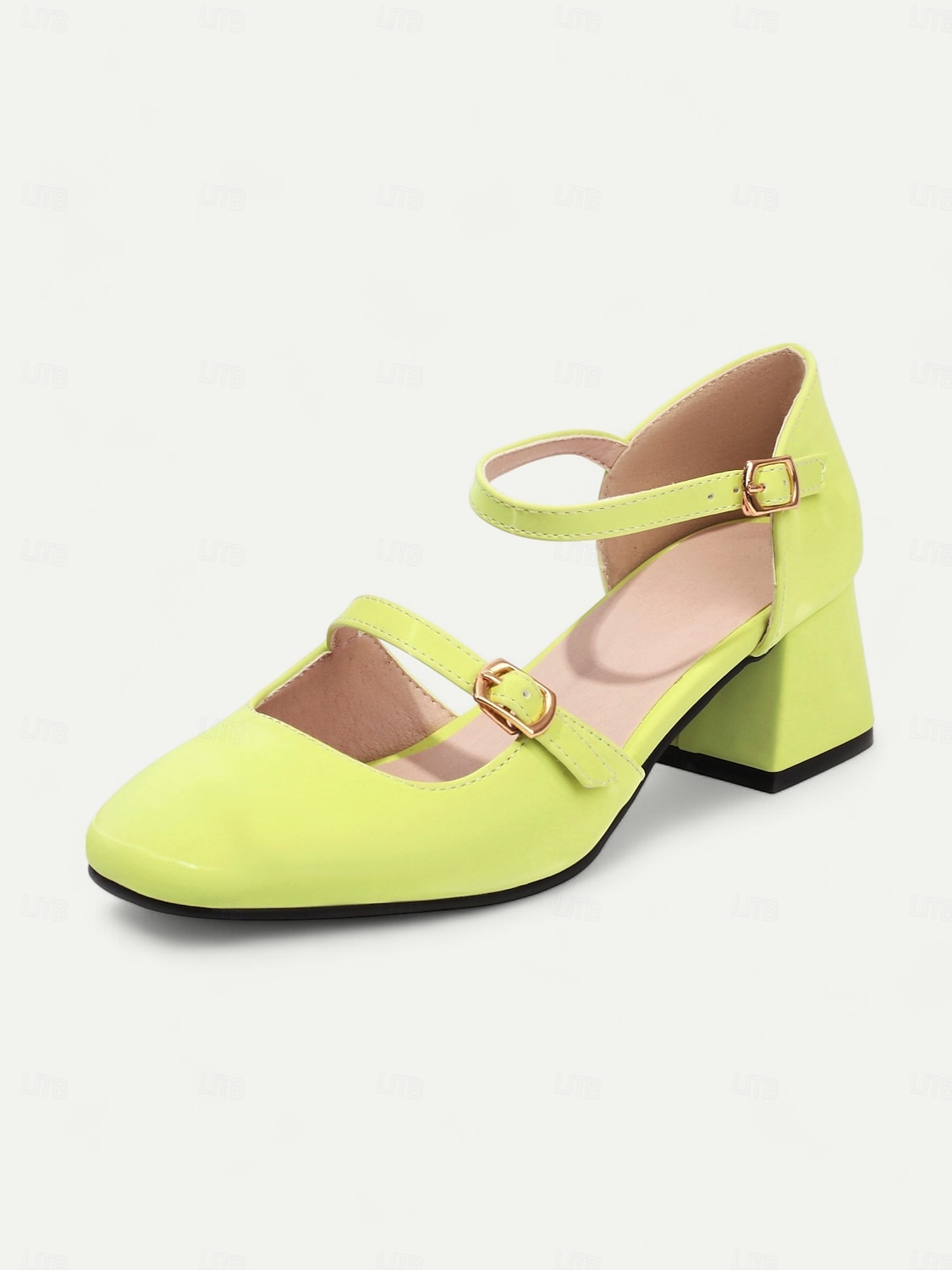 scarpe da donna con tacco a blocco mary jane retrò – pelle verniciata verde brillante con cinturini regolabili, perfette per ufficio, feste e outfit casual del 2025 a $46.99 –P6