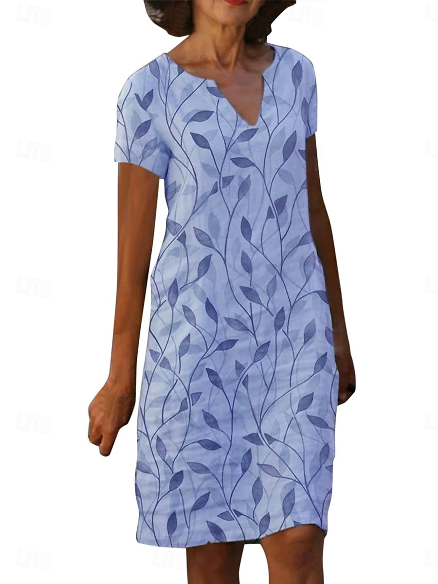 Women's Mini Dress Casual Dress Basic Casual Vacation Work Daily Regular Fit Graphic Short Sleeve V Neck Blue Purple Green Summer Spring 2025 - $20.99 –P6